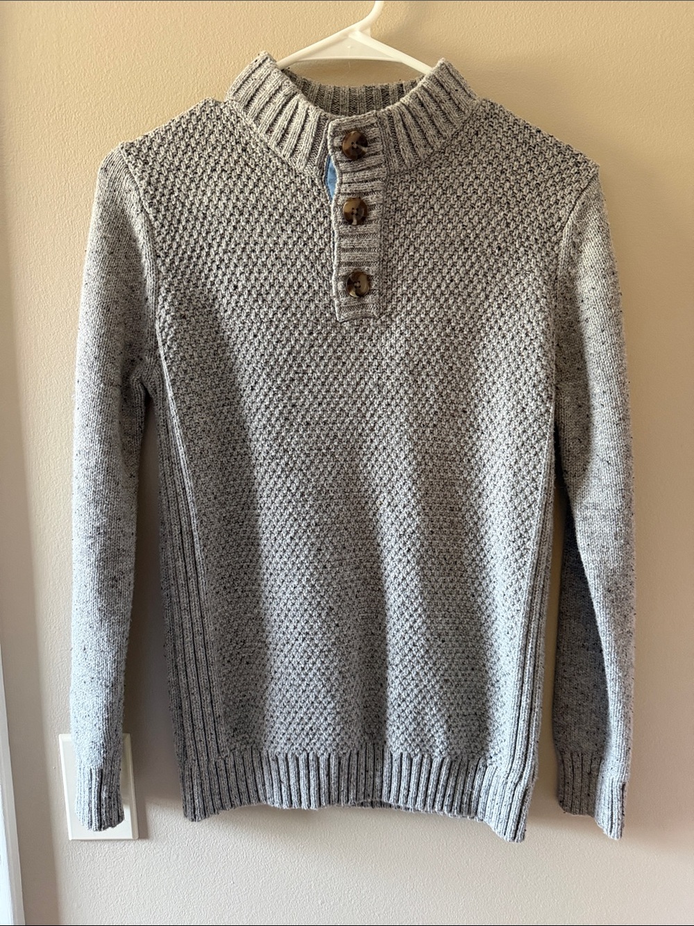 Cat & Jack Light Gray Button-Neck Knit Sweater